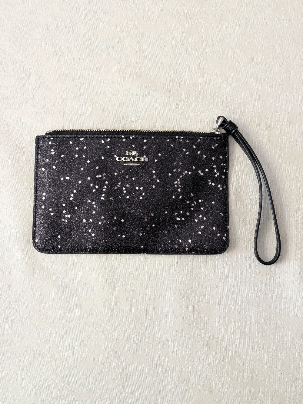 Glitter leather wristlet, Coach Star Glitter Corner Zip Wristlet #G1892 F38641